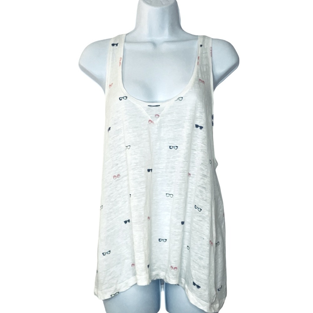 Rails Sleeveless Scoop Neck Racerback Top. Fun Sunglasses Multicolor Print. Sz M